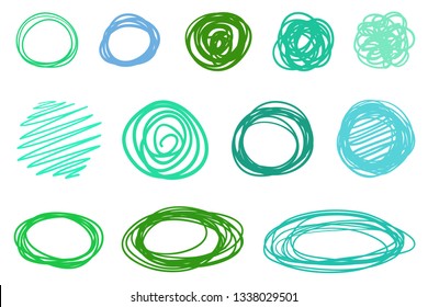 Hand drawn shapes on isolated white background. Abstract signs. Wavy tangled backdrops. Colorful illustration. Elements for posters and flyers