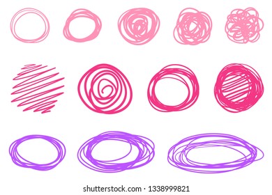 Hand drawn shapes on isolated white background. Abstract signs. Wavy tangled backdrops. Colorful illustration. Elements for posters and flyers