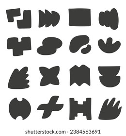 Conjunto de formas dibujadas a mano. Colección de formas brutales Doodle color negro