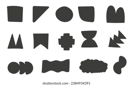 Hand drawn shapes set. Doodle brutalist forms collection black color