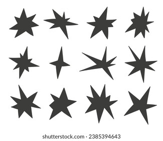 Handgezeichnete Formen Set. Doodle Black Star Collection