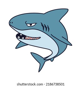 hand drawn shark cartoon vector illustration