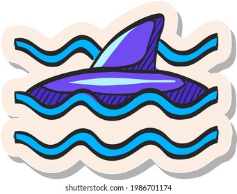 Hand drawn Shark icon in sticker style vector illustration