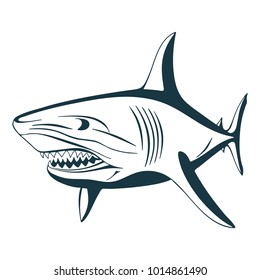 Hand drawn shark illustration.
Isolated shark drawing, side view.
