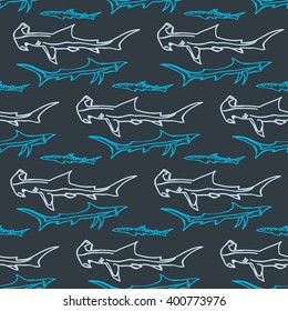 Hand drawn shark pattern 