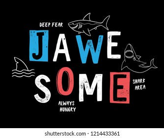 Hand drawn shark theme vector illustrations, for t-shirt prints, posters and other uses.