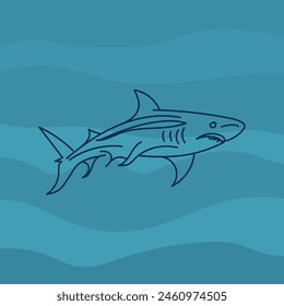 Ilustración vectorial de tiburón dibujada a mano