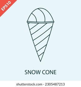 Hand drawn shaved ice on cones modern vector illustration