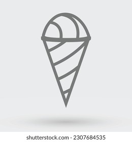 Hand drawn shaved ice on cones modern vector illustration