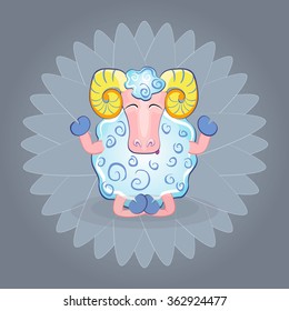 Hand drawn sheep meditating
