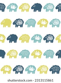 hand drawn sheep seamless pattern