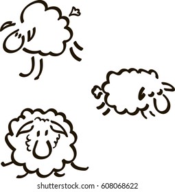 hand drawn sheep sketch with black outlines on white background