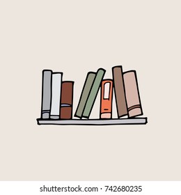 Hand drawn shelf with books