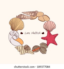 hand drawn shellfish vector