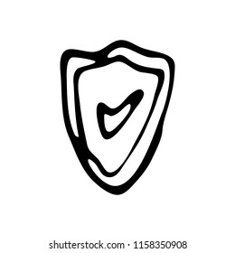 Hand Drawn shield doodle. Sketch style icon. Decoration element. Isolated on white background. Flat design. Vector illustration.