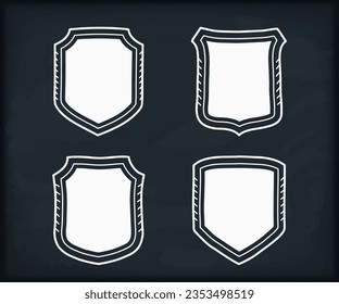 Hand drawn shield icons, doodle style, vector eps10 illustration