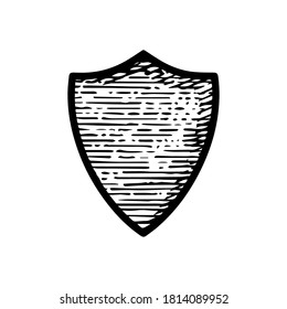 Hand Drawn shield medieval icon vector illustration isolated on white background