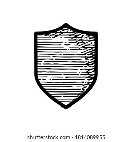 Hand Drawn shield medieval icon vector illustration isolated on white background