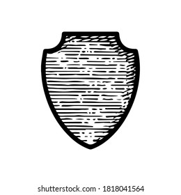 Hand Drawn shield medieval icon vector illustration isolated on white background