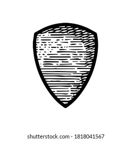 Hand Drawn shield medieval icon vector illustration isolated on white background