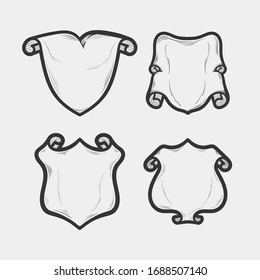hand drawn shields vintage  style
