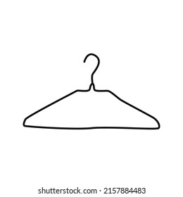 Hand drawn shilhouette of clothes hanger for trousers, coat isolated on white bg