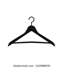 Hand drawn shilhouette of clothes hanger for trousers, coat isolated on white bg