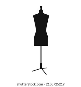 Hand drawn shilhouette of mannequin for tailors, sewers isolated on white bg