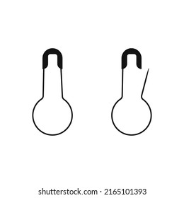 Hand drawn shilhouettes of opened and closed pins isolated on white bg