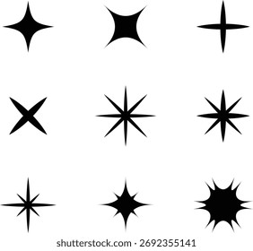 Icono de Formas de brillo dibujadas a mano, conjunto de símbolos de ráfaga geométrica