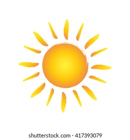 Hand drawn shinny sun. Vector graphic illustration