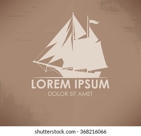 Hand drawn ship silhouette