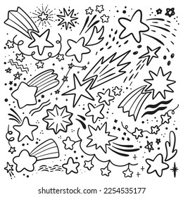 Hand Drawn Shooting Star Doodle Elements