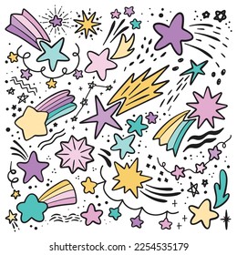 Hand Drawn Shooting Star Doodle Elements