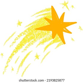 Hand Drawn Shooting Star - Vector Illustration
