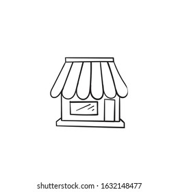 hand drawn shop icon ilustration with doodle style vector isolated on white 