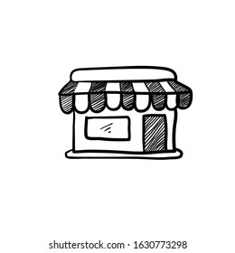 hand drawn Shop icon vector illustration. Creative sign from buildings icons collection. Filled doodle Shop icon for computer and mobile. Symbol, logo vector graphics.