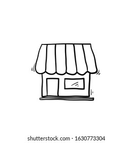hand drawn Shop icon vector illustration. Creative sign from buildings icons collection. Filled doodle Shop icon for computer and mobile. Symbol, logo vector graphics.