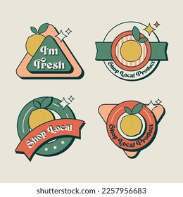 Hand drawn shop local labels. Shop local labels illustration stock vector