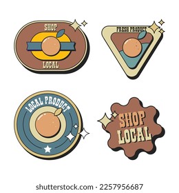 Hand drawn shop local labels. Shop local labels illustration stock vector