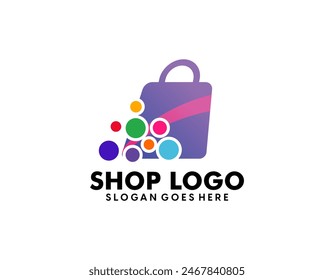 Hand drawn shop local logo design, Flat design e-commerce logos