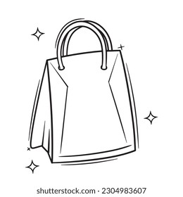 Hand Drawn Shopping Bag.  Doodle Vector Sketch Illustration