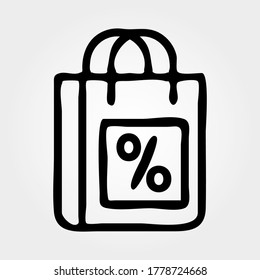 Hand drawn Shopping bag icon, outline vector sign, linear style pictogram isolated on white. Eps10 vector illustration.