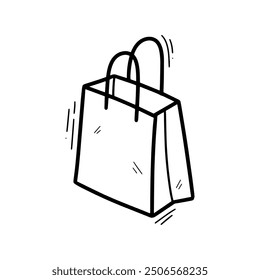 Hand Drawn Shopping Bag Illustration. Doodle Vector. Isolated on White Background - EPS 10 Vector