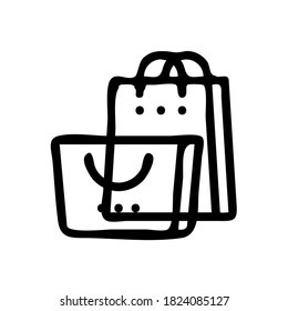 Hand drawn Shopping Bags icon. Ecommerce Icon style. Eps 10 vector illustration.