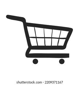 Ilustración del vector del carro de la compra dibujado a mano