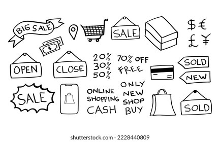 Hand Drawn Shopping Icon in doodle