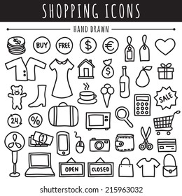 Hand drawn shopping icons made in vector