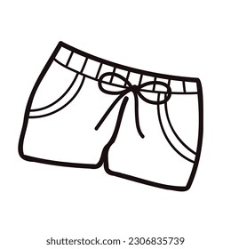 Hand Drawn shorts for men in doodle style isolated on background