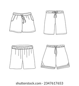 Hand Drawn shorts for men in doodle style isolated on background